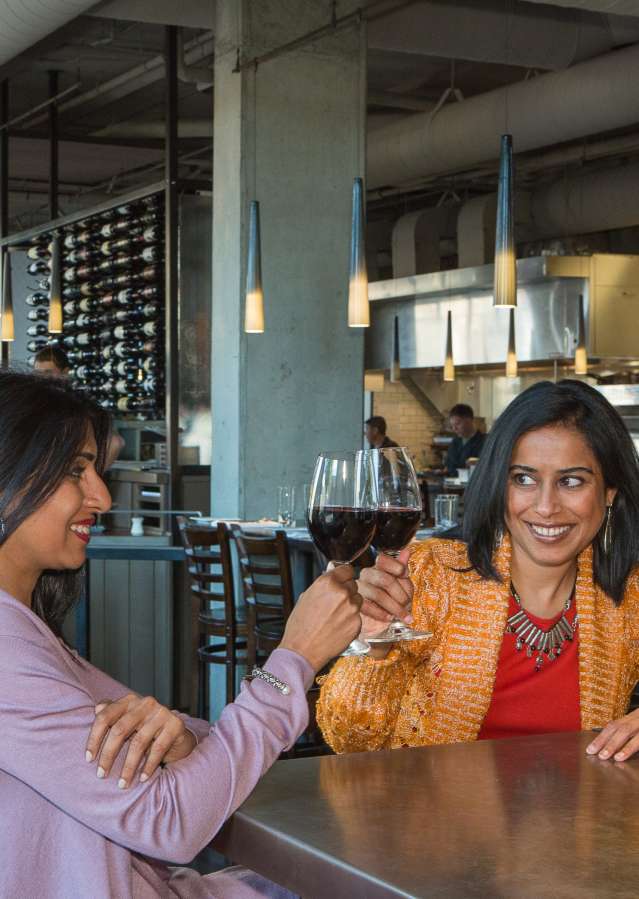 Wine toast at a restaurant