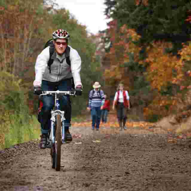 Mountain bike riding on trail